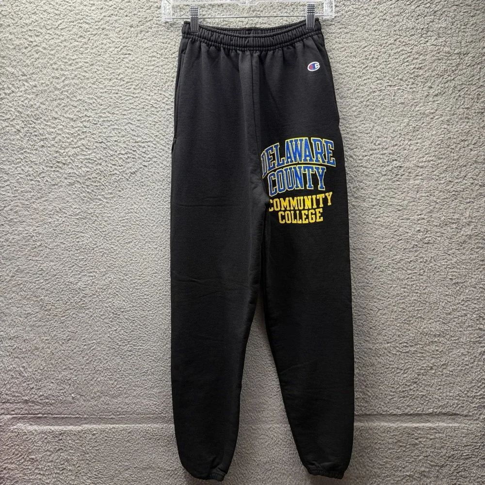 Champion Sweatpants Mens Size Small Black Delaware County Community College Logo